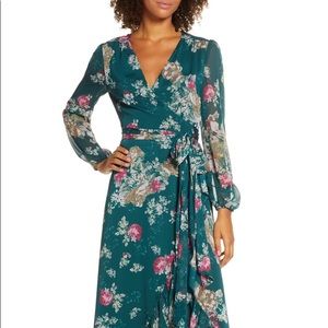 WAYF floral wrap dress